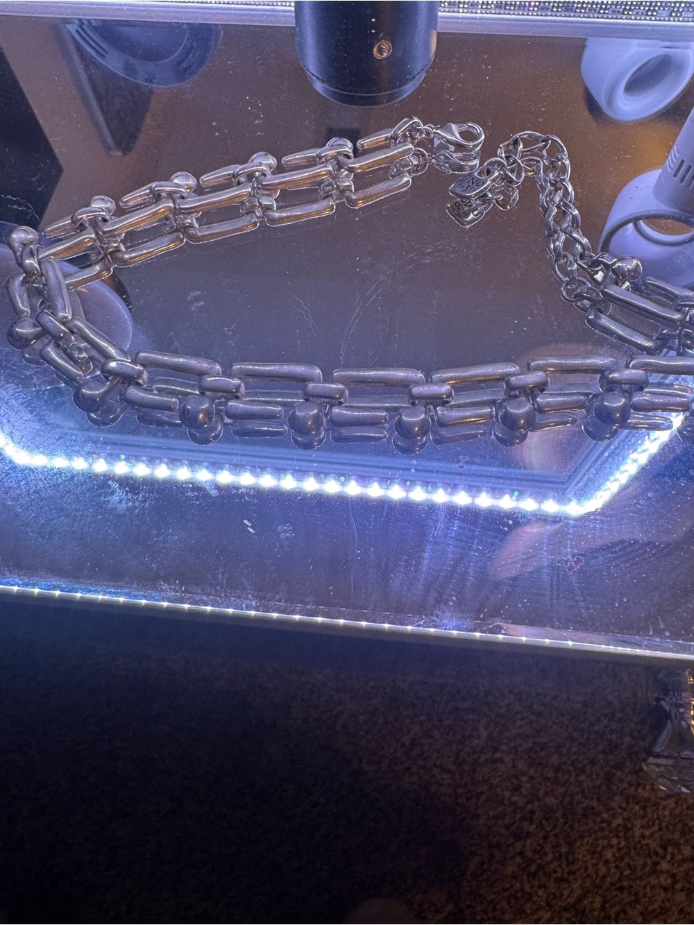 UNO de 50 Silver Double-Row Link Chain Belt